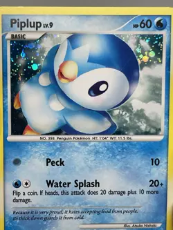 Pokemon Card Piplup Holo LP POP Series 6 15/17 - Image 3