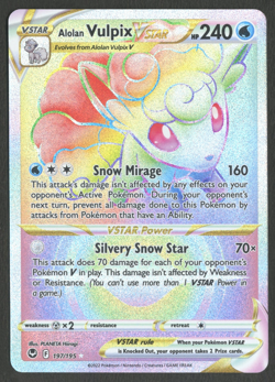 Pokemon TCG: Alolan Vulpix VSTAR 197/195 Silver Tempest Rainbow Secret Rare - Image 1