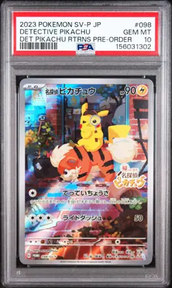 2023 POKEMON JAPANESE SV-P PROMO #098 DETECTIVE PIKACHU PSA 10 - Image 1