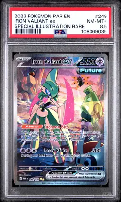 2023 POKEMON PAR EN-PARADOX RIFT #249 IRON VALIANT EX PSA 8.5 - Image 1