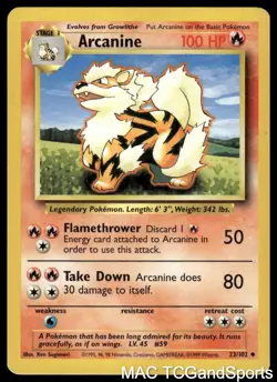 Arcanine 23/102 Base Set Unlimited Pokemon TCG LP - Image 1