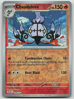 Pokemon Chandelure 038/197 Obsidian Flames Uncommon Reverse Holo NM - Image 1