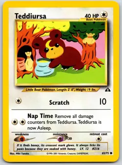 POKEMON NEO DISCOVERY TEDDIURSA 65/75 COMMON UNLIMITED NM - Image 1