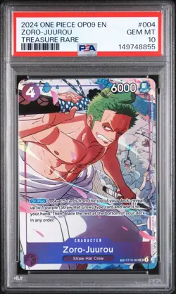 PSA 10 2024 ONE PIECE OP09 EMPERORS IN THE NEW WORLD 004 ZORO-JUUROU TR - Image 1