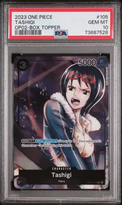 2023 ONE PIECE OP02-PARAMOUNT WAR BOX TOPPER #105 TASHIGI PSA 10 - Image 1