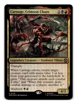 Carnage, Crimson Chaos 125 Rare Marvel's Spider-Man Magic: The Gathering Foil NM - Image 1