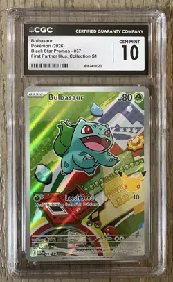 Pokemon TCG Bulbasaur 037 Promo First Partner 30th Anniversary CGC Graded 10 - Image 1