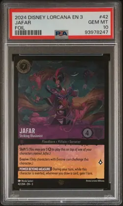 2024 Disney Lorcana Jafar Striking Illusionist 42 Legendary Foil PSA 10 Gem Mint - Image 1