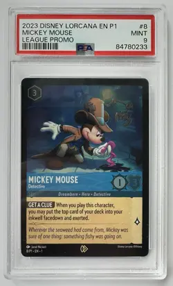 2023 Disney Lorcana Mickey Mouse Detective PSA 9 League Promo 8/P1 Cold Foil EN - Image 1