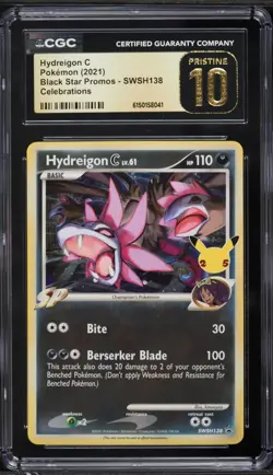 CGC 10 Pristine Hydreigon C SWSH138 Black Start Promo Celebrations Pokemon - Image 1