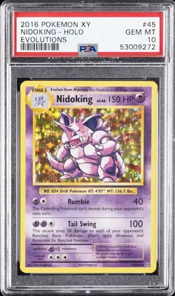 2016 POKEMON XY EVOLUTIONS #45 NIDOKING-HOLO PSA 10 - Image 1