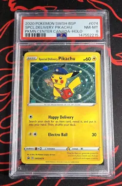 2020 POKEMON SWSH BLACK STAR PROMO #074 SPECIAL DELIVERY PIKACHU HOLO PSA 8 🔥🔥 - Image 1