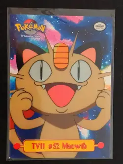 Meowth TV11 #52 Topps Animation Edition Non Holo Black Label Pokemon TCG 1998 - Image 1