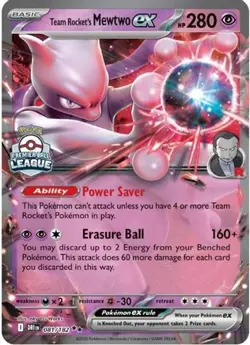 Team Rocket's Mewtwo ex 81/182 Holo League & Championship Cards Pokemon NM - Image 1
