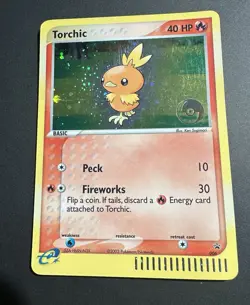 2004 POKEMON BLACK STAR PROMO #006 TORCHIC-HOLO. Crease mark across the face :( - Image 2
