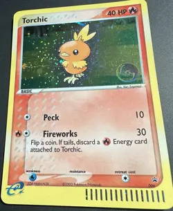 2004 POKEMON BLACK STAR PROMO #006 TORCHIC-HOLO. Crease mark across the face :( - Image 5