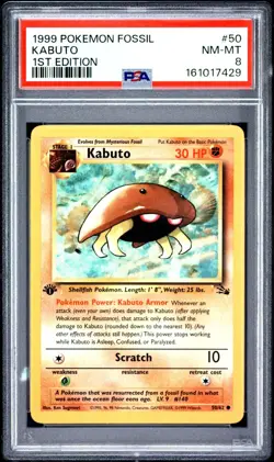 1999 Pokemon Fossil 1st Edition Kabuto #50 PSA 8 First Brand New Cert - Image 3