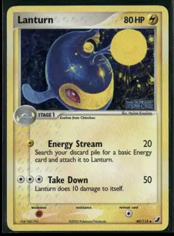2005 Pokemon EX Unseen Forces Reverse Holofoil Lanturn 40/115 - Image 1