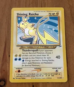 1995 Pokemon Shining Raichu Holo 111/105 (slight crease l/s border) - Image 1