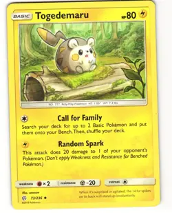 Togedemaru Uncommon Pokemon TCG Cosmic Eclipse 73/236 LP - Image 1