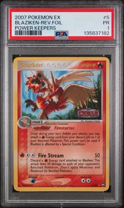 Pokemon TCG Blaziken Reverse Holo Rare Stamped Card 5/108 EX Power Keepers PSA 1 - Image 1