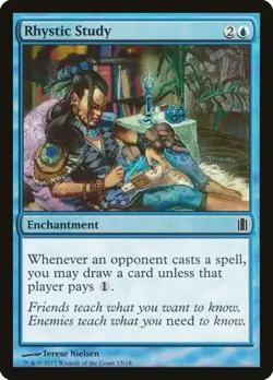 MTG English Rhystic Study NM Foil Commander's Arsenal - Image 1