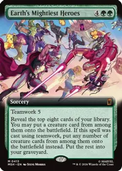 Earth's Mightiest Heroes (FOIL + Extended Art) 413 Marvel Super Heroes MTG NM - Image 3