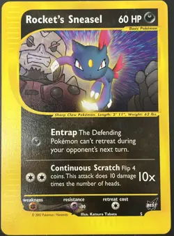 Rocket's Sneasel 5 BEST Best of Game Promo Pokemon Card NM - Image 1