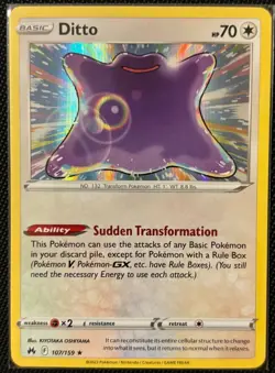 Pokemon Crown Zenith Ditto Holo Rare 107/159 - Image 1