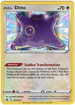 Pokemon Crown Zenith Ditto Holo Rare 107/159 - Image 2