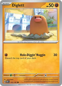 Diglett #103/197 Sv03 Obsidian Flames Common Reverse Holo Pokemon TCG NM - Image 1