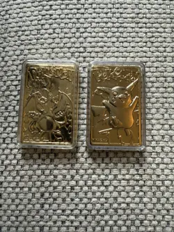 Pokemon Charizard AND Pickachu 23K Gold Plated Trading Card - 1999 Burger King - Image 1