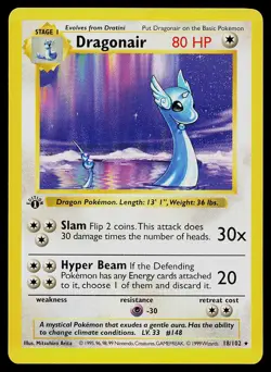 Pokemon Card - Dragonair Base Set Shadowless 18/102 1st Edition Rare - Image 1