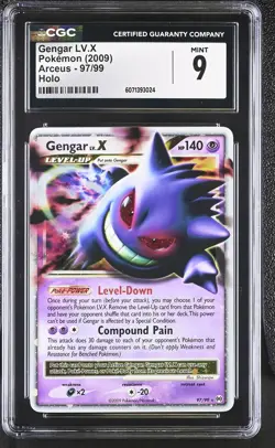 CGC 9 MINT Gengar LV.X 2009 Arceus 97/99 Holo Pokemon Card - Image 1