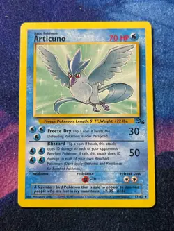 Pokemon TCG Articuno Card 17/62 Fossil, Regular Unlimited, LP Condition - Image 1