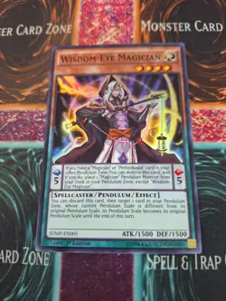 Yugioh Wisdom-Eyes Magician SDMP-EN005 Super Rare 1st Edition Near Mint - Image 1