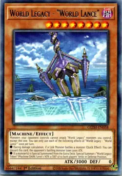 World Legacy - "World Lance" GEIM-EN058 Yu-Gi-Oh! Card Mint 1st Edition - Image 1