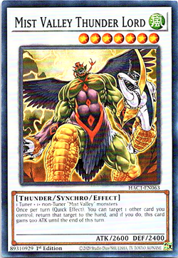 Mist Valley Thunder Lord HAC1-EN063 Yu-Gi-Oh! Card NM 1st Edition - Image 1