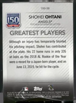 2019 Topps Update #150-38 Shohei Ohtani 150 Years of Professional Baseball - Image 2