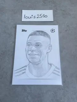 Kylian Mbappe 1/1 One Of One Sketch Card From Topps UCC 2025-2026 Artist Auto - Image 1