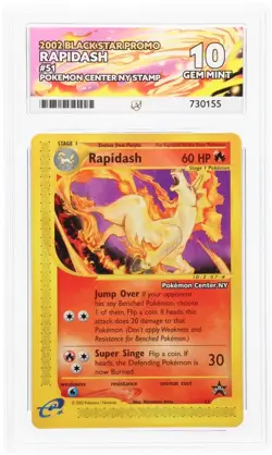 ACE 10 Rapidash Black Star Promo Pokemon Center NY 51 Ace Label Graded Card - Image 1