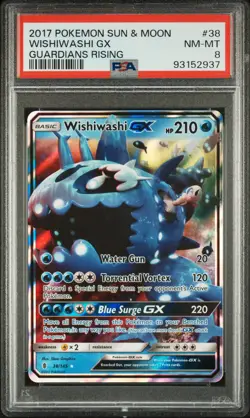 2017 POKEMON SUN & MOON GUARDIANS RISING #38 WISHIWASHI GX PSA 8 - Image 1