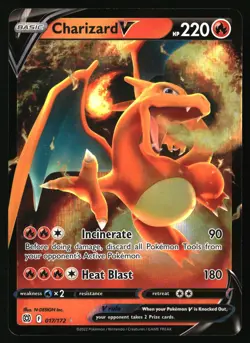 CHARIZARD V 017/172 HOLO V RARE BRILLIANT STARS POKEMON NEAR MINT - Image 1