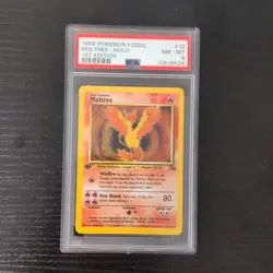 PSA 8 Moltres 12/62 Fossil 1st Edition Holo Rare Pokemon TCG 1999 EN - Image 1