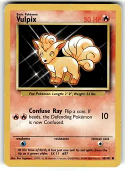 Vulpix 68/102 Common Base Set Unlimited Pokemon HP - Image 1