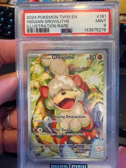 2024 POKEMON TWM EN-TWILIGHT MASQUERADE #181 HISUIAN GROWLITHE PSA 9 - Image 1