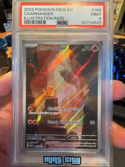 2023 POKEMON MEW EN-151 ILLUSTRATION RARE #168 CHARMANDER PSA 9 - Image 1