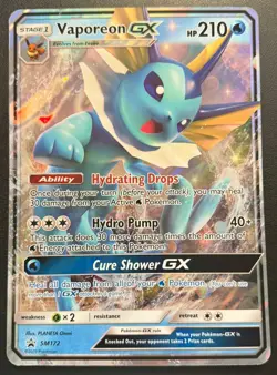 2018 Pokemon SM Black Star Promo SM172 Vaporeon-GX Jumbo Oversized Holo NM - Image 1