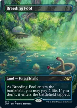 MTG Breeding Pool - Foil - Borderless, Light Play, English Unfinity - Image 1