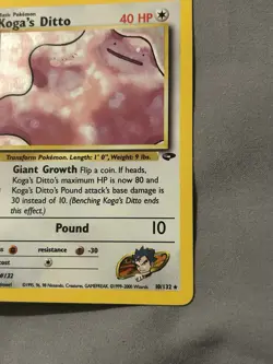 Pokemon TCG Koga's Ditto 10/132 Gym Challenge Holo Rare - Image 5